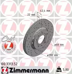 Перфорированный тормозной диск Otto Zimmermann 100.3313.52 фотография 3.