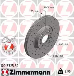 Перфорированный тормозной диск Otto Zimmermann 100.3325.52 фотография 5.