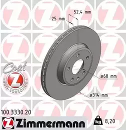 Вентилируемый тормозной диск Otto Zimmermann 100.3330.20 фотография 6.