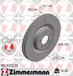 Вентилируемый тормозной диск Otto Zimmermann 100.3332.20 фотография 6.