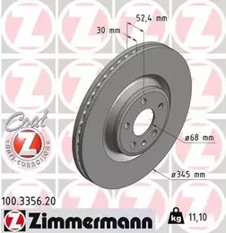 Вентилируемый тормозной диск Otto Zimmermann 100.3356.20 фотография 6.