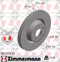 Вентилируемый тормозной диск Otto Zimmermann 100.3359.20 фотография 7.