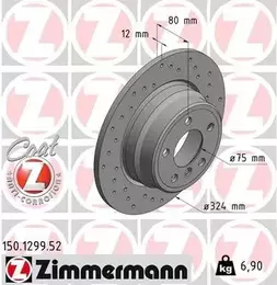 Перфорированный тормозной диск Otto Zimmermann 150.1299.52 фотография 6.