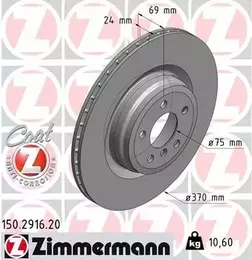 Вентилируемый тормозной диск Otto Zimmermann 150.2916.20 фотография 5.
