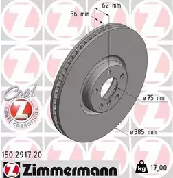 Вентилируемый тормозной диск Otto Zimmermann 150.2917.20 фотография 6.