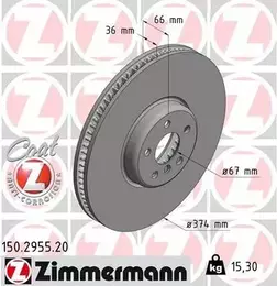 Вентилируемый тормозной диск Otto Zimmermann 150.2955.20 фотография 6.