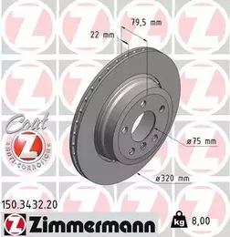 Перфорированный тормозной диск Otto Zimmermann 150.3432.20 фотография 6.