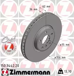 Вентильований гальмівний диск Otto Zimmermann 150.3442.20 фотографія 6.