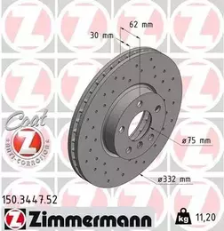 Вентилируемый тормозной диск с перфорацией Otto Zimmermann 150.3447.52 фотография 6.