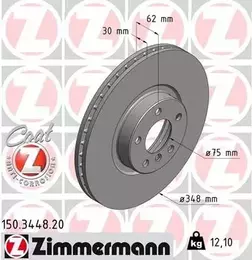 Вентильований гальмівний диск Otto Zimmermann 150.3448.20 фотографія 6.