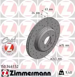 Перфорированный тормозной диск Otto Zimmermann 150.3461.52 фотография 6.