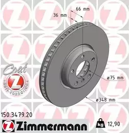 Вентилируемый тормозной диск Otto Zimmermann 150.3479.20 фотография 6.