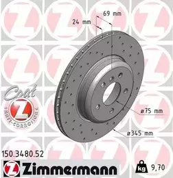 Вентильований гальмівний диск з перфорацією Otto Zimmermann 150.3480.52 фотографія 5.