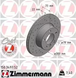 Вентилируемый тормозной диск с перфорацией Otto Zimmermann 150.3497.52 фотография 6.
