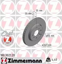 Перфорированный тормозной диск Otto Zimmermann 180.3021.20 фотография 5.