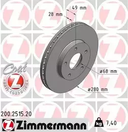Вентилируемый тормозной диск Otto Zimmermann 200.2515.20 фотография 7.