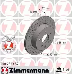 Вентилируемый тормозной диск с перфорацией Otto Zimmermann 200.2523.52 фотография 5.