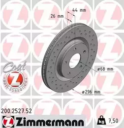 Вентильований гальмівний диск з перфорацією Otto Zimmermann 200.2527.52 фотографія 7.