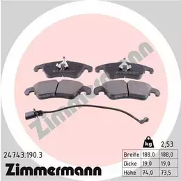 Тормозные колодки на Audi A6 C7 Otto Zimmermann 24743.190.3.