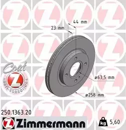 Вентильований гальмівний диск Otto Zimmermann 250.1363.20 фотографія 6.