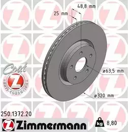 Вентилируемый тормозной диск Otto Zimmermann 250.1372.20 фотография 6.