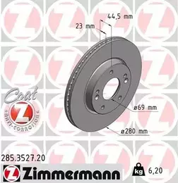 Вентильований гальмівний диск на Hyundai Elantra 5 Otto Zimmermann 285.3527.20.