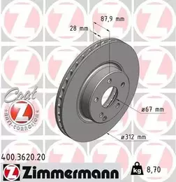 Вентилируемый тормозной диск Otto Zimmermann 400.3620.20 фотография 6.
