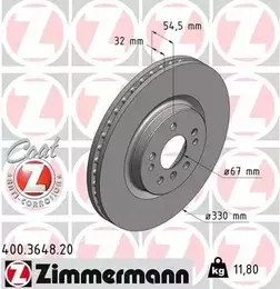 Вентилируемый тормозной диск Otto Zimmermann 400.3648.20 фотография 6.