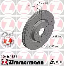 Вентилируемый тормозной диск с перфорацией Otto Zimmermann 400.3648.52 фотография 5.