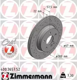 Вентилируемый тормозной диск с перфорацией Otto Zimmermann 400.3657.52 фотография 6.