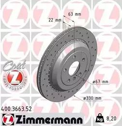 Перфорированный тормозной диск Otto Zimmermann 400.3663.52 фотография 5.