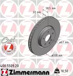 Вентилируемый тормозной диск Otto Zimmermann 400.5509.20 фотография 6.