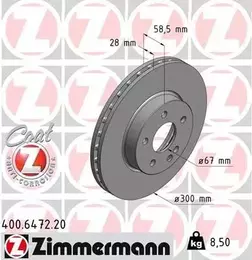 Вентилируемый тормозной диск Otto Zimmermann 400.6472.20 фотография 6.