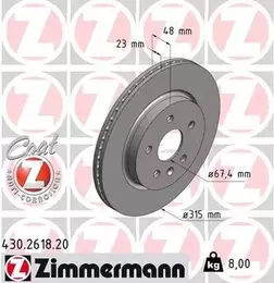 Вентилируемый тормозной диск Otto Zimmermann 430.2618.20 фотография 6.