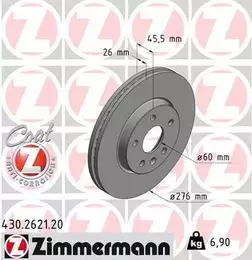 Вентилируемый тормозной диск Otto Zimmermann 430.2621.20 фотография 6.