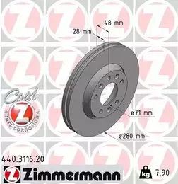 Перфорированный тормозной диск Otto Zimmermann 440.3116.20 фотография 5.