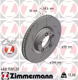 Вентилируемый тормозной диск с насечками Otto Zimmermann 460.1581.20 фотография 5.