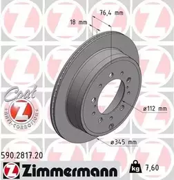 Вентилируемый тормозной диск Otto Zimmermann 590.2817.20 фотография 7.