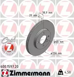 Вентилируемый тормозной диск Otto Zimmermann 600.1597.20 фотография 6.