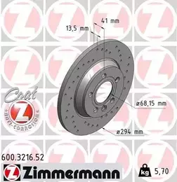 Перфорированный тормозной диск Otto Zimmermann 600.3216.52 фотография 4.