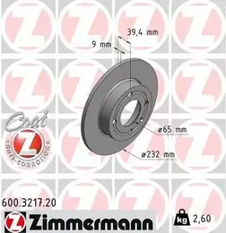 Тормозной диск Otto Zimmermann 600.3217.20 фотография 6.