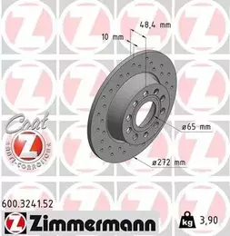 Перфорированный тормозной диск Otto Zimmermann 600.3241.52 фотография 5.