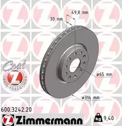Вентилируемый тормозной диск Otto Zimmermann 600.3242.20 фотография 6.