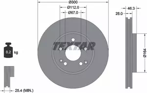 Вентилируемый тормозной диск на Mercedes-Benz CLK  Textar 92106005.