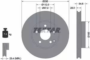 Вентилируемый тормозной диск Textar 92115105 фотография 1.