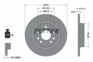 Тормозной диск Textar 92118503 фотография 4.