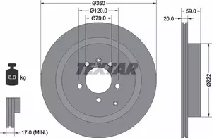 Перфорированный тормозной диск Textar 92147703.