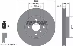 Вентилируемый тормозной диск на Тайота Аква  Textar 92156100.