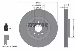 Вентилируемый тормозной диск Textar 92160205.