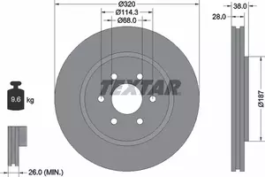 Вентилируемый тормозной диск на Nissan Pathfinder  Textar 92164405.